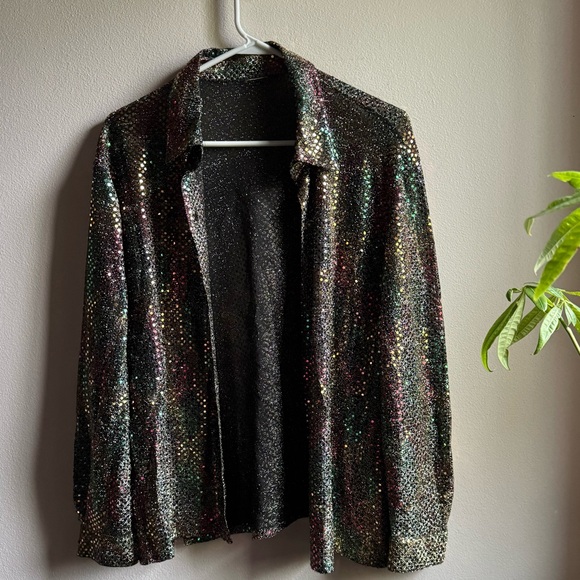 Tops - Rainbow Sequin Button Down Shirt